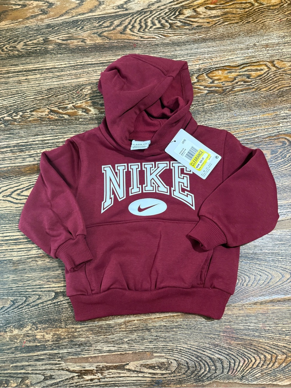 Nike Kids Burgundy Pullover Hoodie with Logo